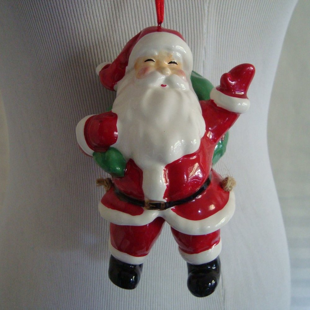 New Porcelain 5" Mervyn's Limited Edition Santa Ornament Collectible 2004